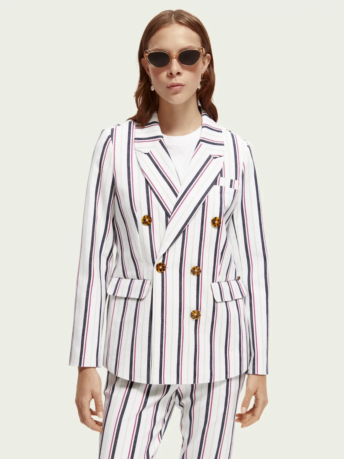 Double breasted clearance striped blazer