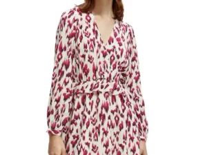 Scotch & Soda 172092 :  Long-sleeved printed V-neck mini dress, Ikat cherry