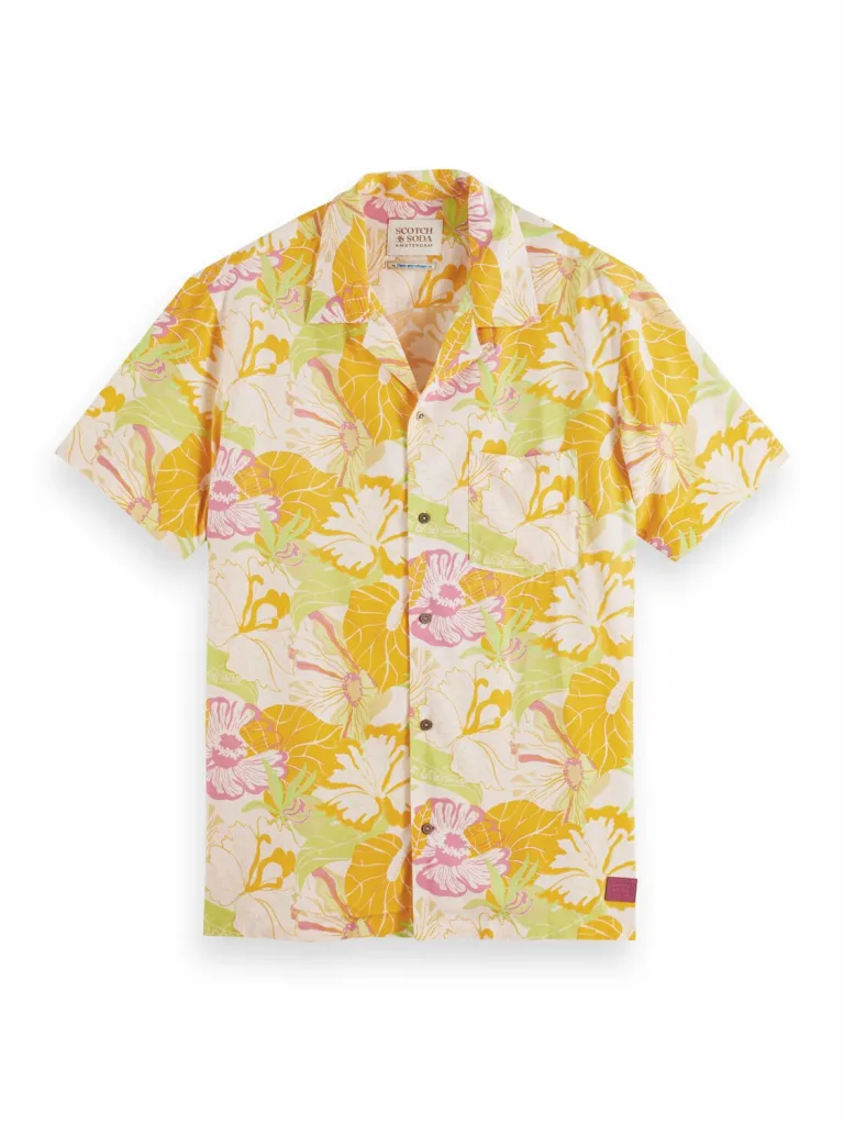 Scotch & Soda 171643 : Printed camp shirt, Yellow floral - Image 2