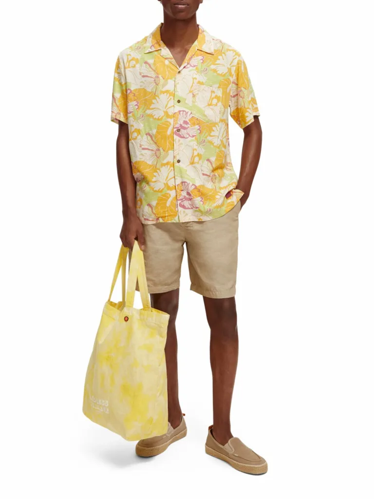 Scotch & Soda 171643 : Printed camp shirt, Yellow floral - Image 3