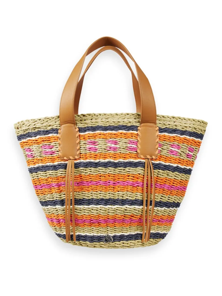 Scotch & Soda 172118 : Striped straw tote bag