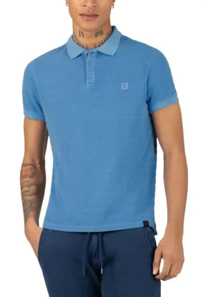 Timezone : Tonal striped polo shirt Blue