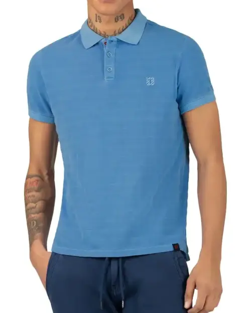 Timezone : Tonal striped polo shirt Blue