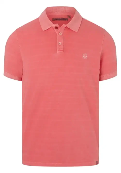 Timezone : Tonal striped polo shirt Strawberry - Image 3