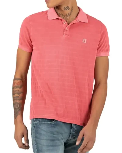 Timezone : Tonal striped polo shirt, Strawberry