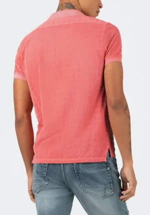 Timezone : Tonal striped polo shirt Strawberry image3
