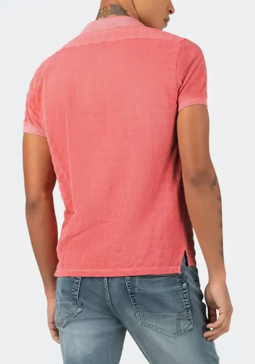 Timezone : Tonal striped polo shirt Strawberry - Image 5