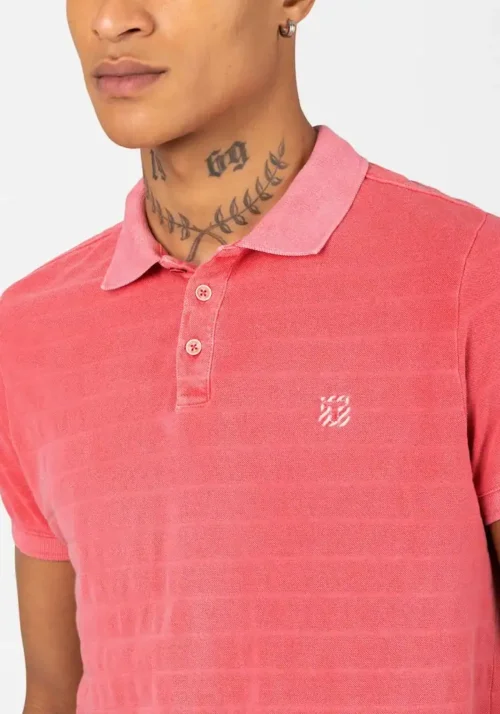 Alternative view of Timezone : Tonal striped polo shirt Strawberry