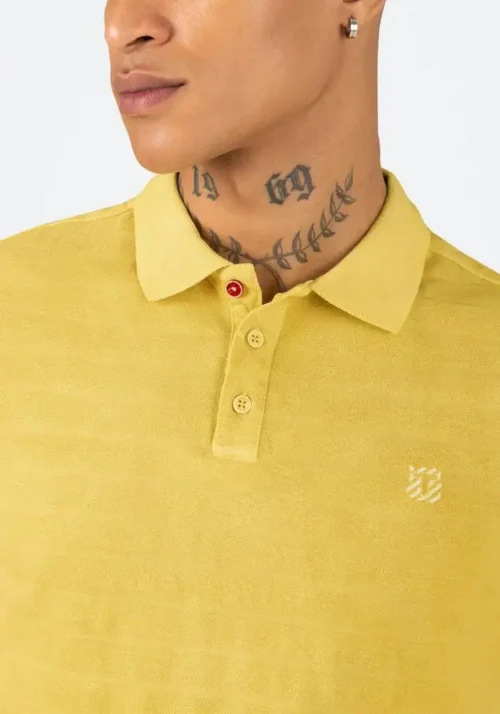 Timezone : Tonal striped polo shirt Yellow - Image 3