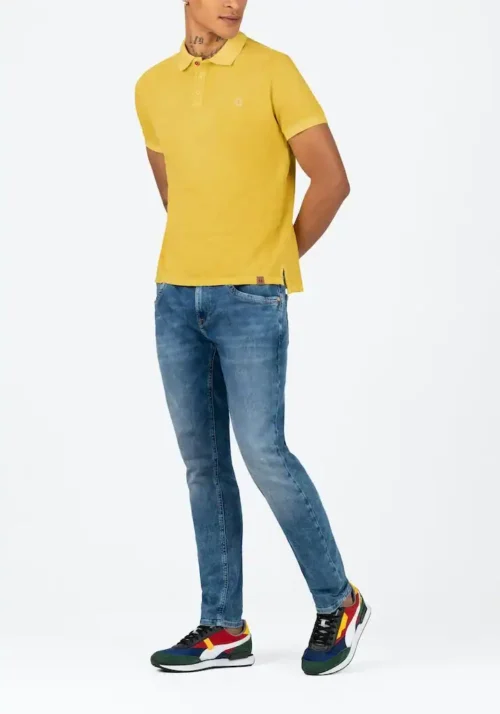 Timezone : Tonal striped polo shirt Yellow - Image 4