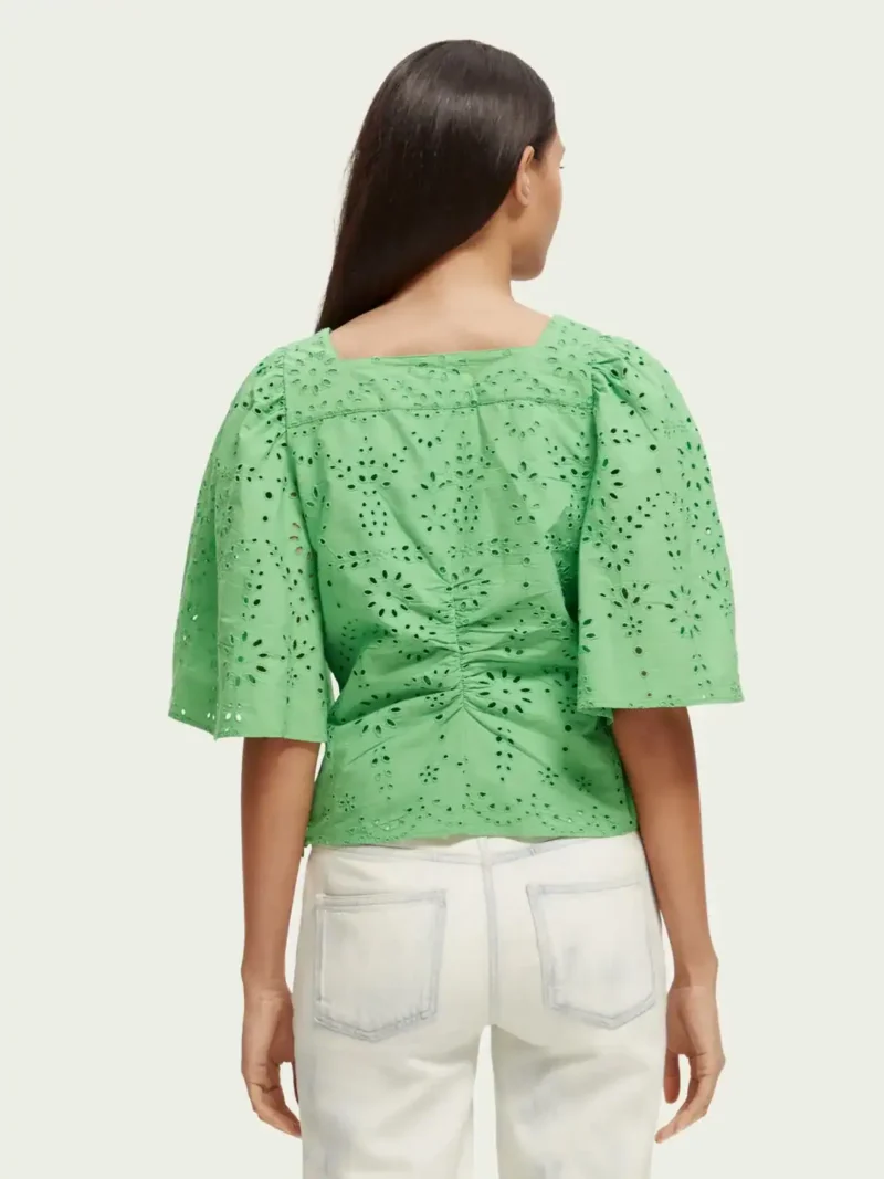 Scotch & Soda 171884 : Flutter sleeved organic cotton top, Bright Parakeet - Image 4