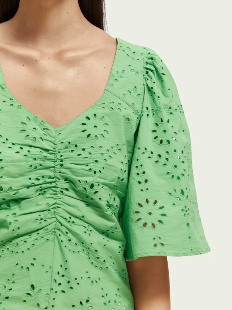Scotch & Soda 171884 : Flutter sleeved organic cotton top, Bright Parakeet - Image 5