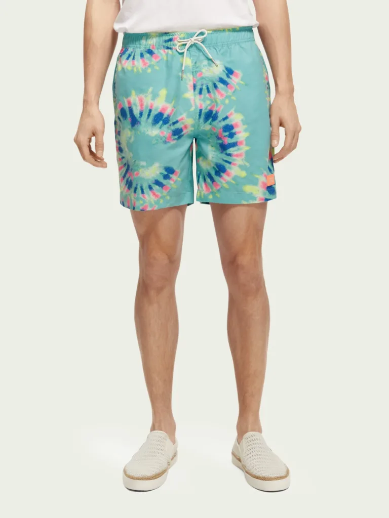 Scotch & Soda 172421 : Printed tie-dye mid-length swim shorts, Mint flower tie dye