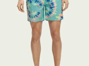Scotch & Soda 172421 : Printed tie-dye mid-length swim shorts, Mint flower tie dye