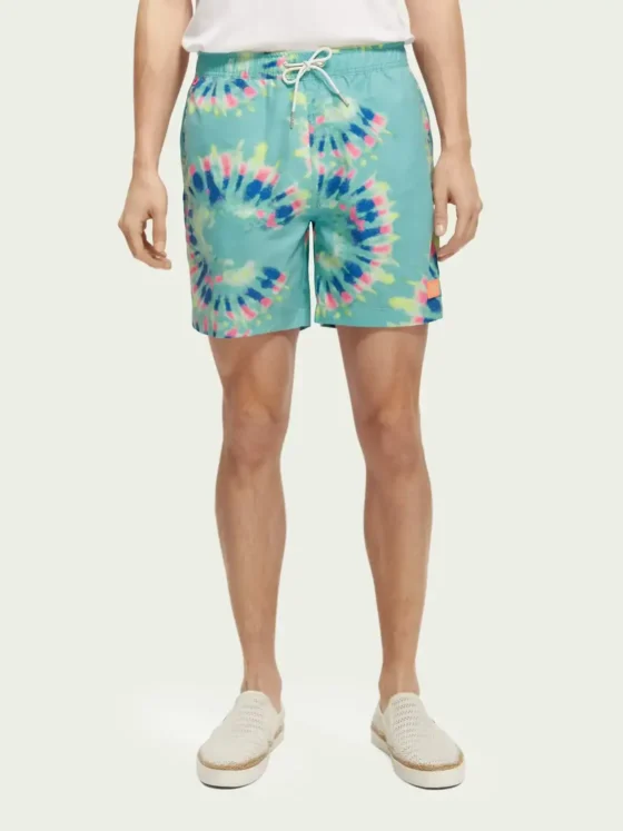 Scotch & Soda 172421 : Printed tie-dye mid-length swim shorts, Mint flower tie dye