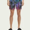 Scotch & Soda 172424 :  Printed mid-length swim shorts, Navy AOP palmtrees