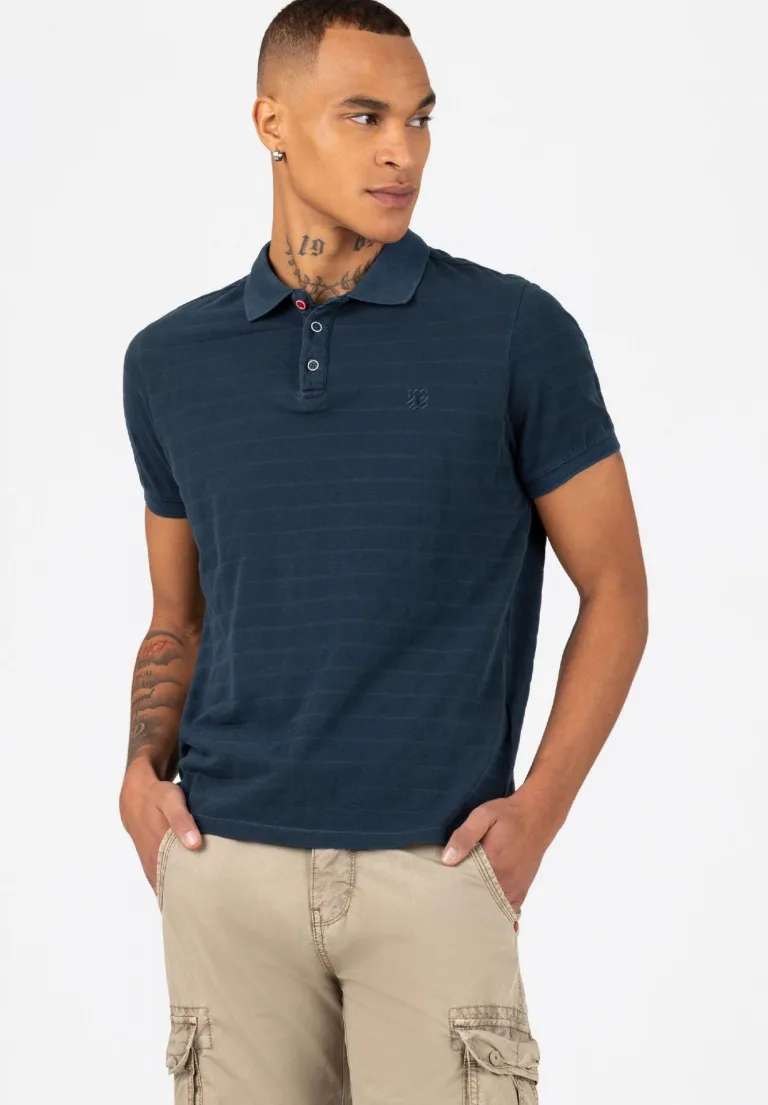 Timezone : Tonal striped polo shirt , Navy