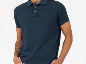 Timezone : Tonal striped polo shirt , Navy
