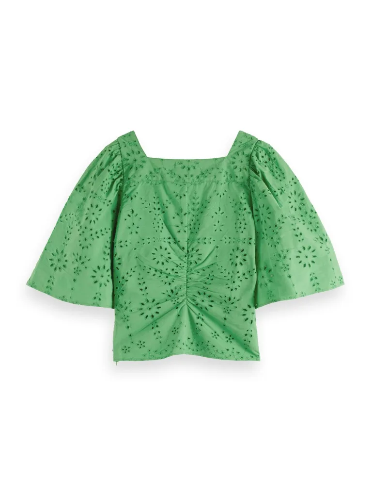 Scotch & Soda 171884 : Flutter sleeved organic cotton top, Bright Parakeet - Image 6