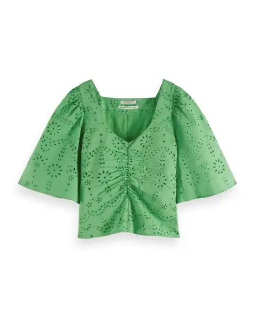 Alternative view of Scotch & Soda 171884 : Flutter sleeved organic cotton top, Bright Parakeet