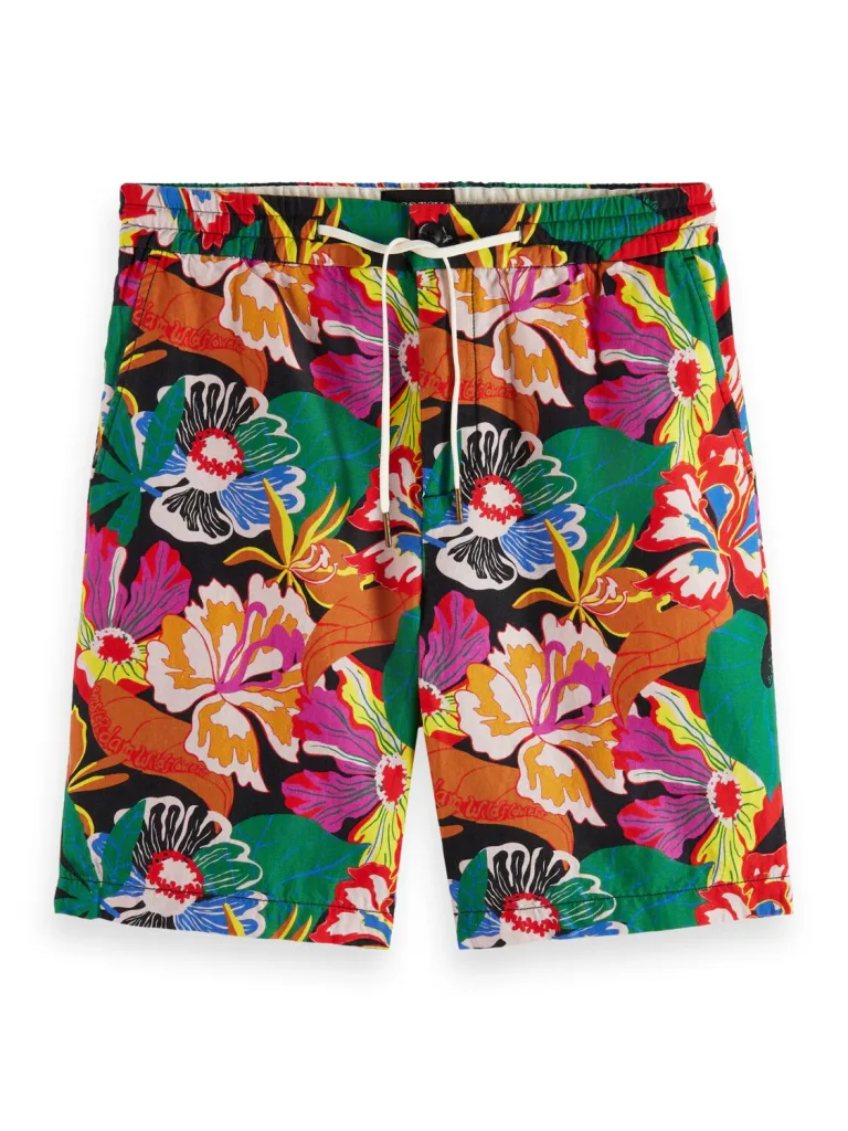 Scotch & Soda 171556:  The Fave linen-blended Bermuda shorts, Black floral - Image 5