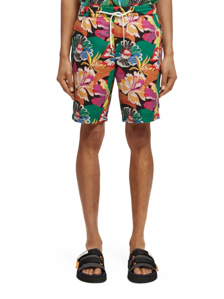 Scotch & Soda 171556:  The Fave linen-blended Bermuda shorts, Black floral