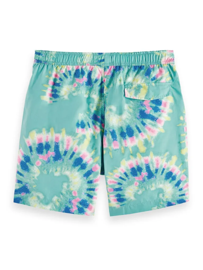 Scotch & Soda 172421 : Printed tie-dye mid-length swim shorts, Mint flower tie dye - Image 5