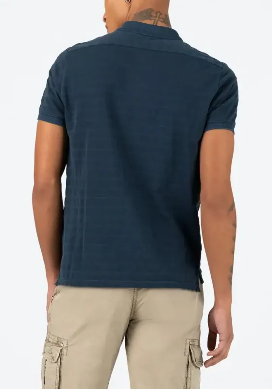 Timezone : Tonal striped polo shirt , Navy - Image 4
