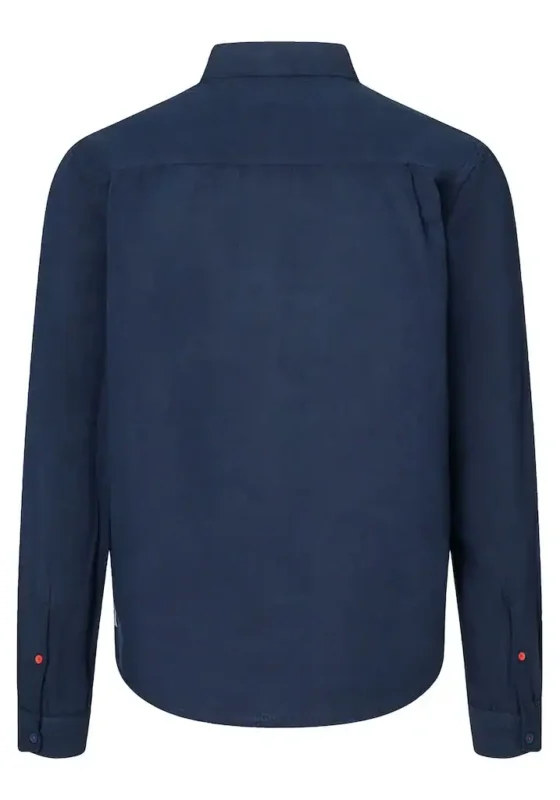 Timezone : Soft linen basic shirt, Navy - Image 4