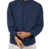 Timezone : Soft linen basic shirt, Navy