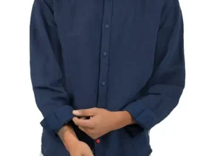 Timezone : Soft linen basic shirt, Navy