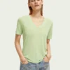 Scotch & Soda 171790 : V-neck Linen blend T-shirt