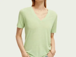 Scotch & Soda 171790 : V-neck Linen blend T-shirt