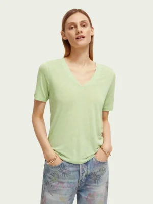 Scotch & Soda 171790 : V-neck Linen blend T-shirt