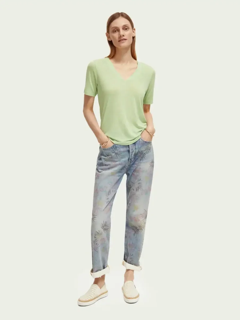 Scotch & Soda 171790 : V-neck Linen blend T-shirt - Image 3