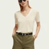 Scotch & Soda 171790 : V-neck Linen blend T-shirt