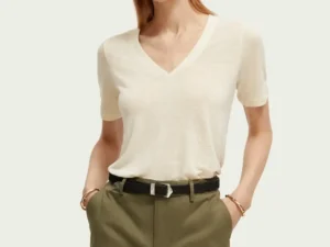 Scotch & Soda 171790 : V-neck Linen blend T-shirt