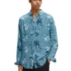 Scotch & Soda 171609: Regular fit printed shirt, Turquoise Wax Leaf