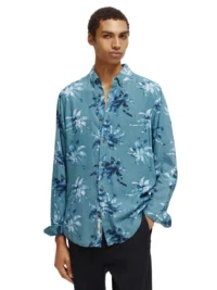 Scotch & Soda 171609: Regular fit printed shirt, Turquoise Wax Leaf