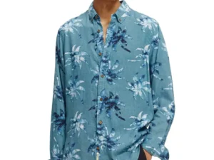 Scotch & Soda 171609: Regular fit printed shirt, Turquoise Wax Leaf