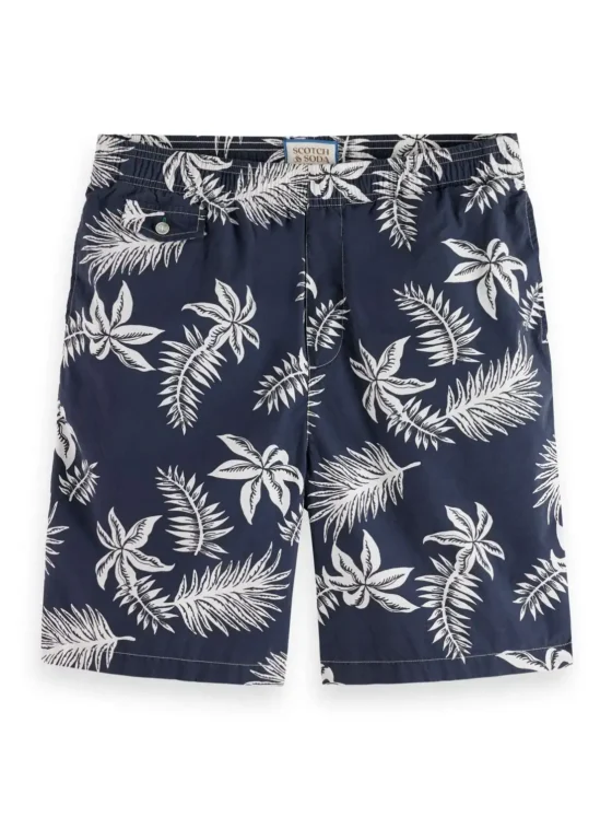 Scotch & Soda 172467:  Printed poplin Bermuda shorts, Navy leaf - Image 2