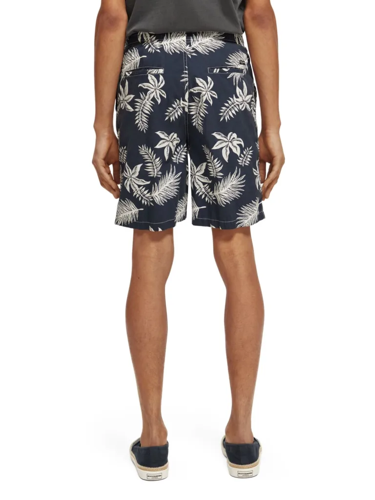 Scotch & Soda 172467:  Printed poplin Bermuda shorts, Navy leaf - Image 7