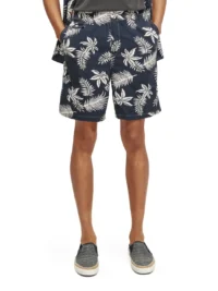 Scotch & Soda 172467:  Printed poplin Bermuda shorts, Navy leaf