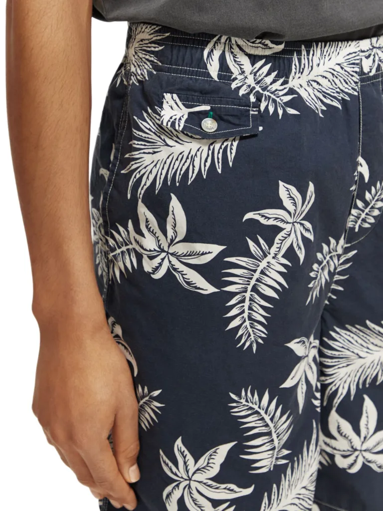 Scotch & Soda 172467:  Printed poplin Bermuda shorts, Navy leaf - Image 3
