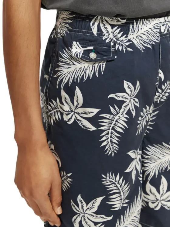 Scotch & Soda 172467:  Printed poplin Bermuda shorts, Navy leaf - Image 3
