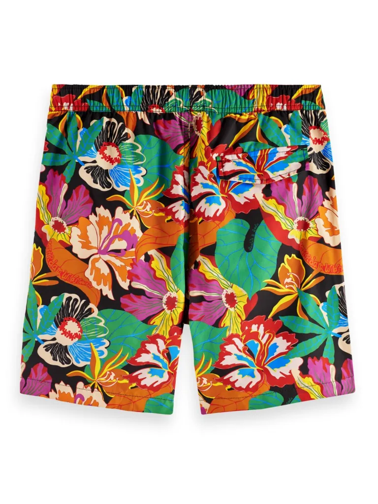 Scotch & Soda 172414 :  Mid-length printed swim short, Black Floral - Image 5