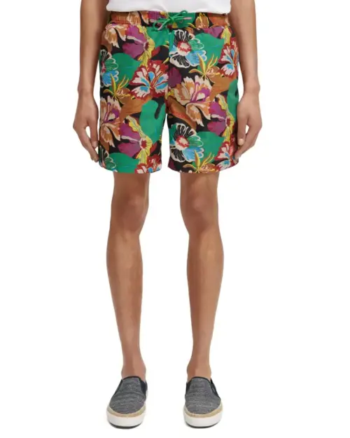 Scotch & Soda 172414 : Mid-length printed swim short, Black Floral
