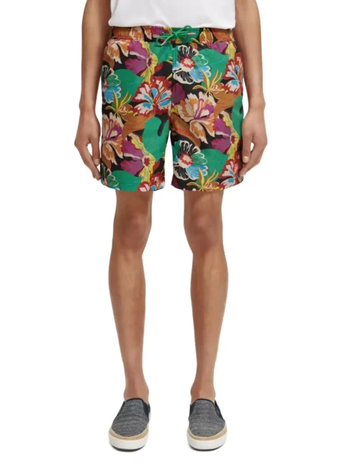 Scotch & Soda 172414 : Mid-length printed swim short, Black Floral