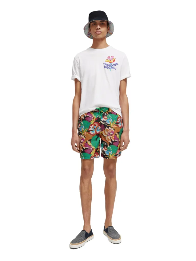 Scotch & Soda 172414 :  Mid-length printed swim short, Black Floral - Image 7