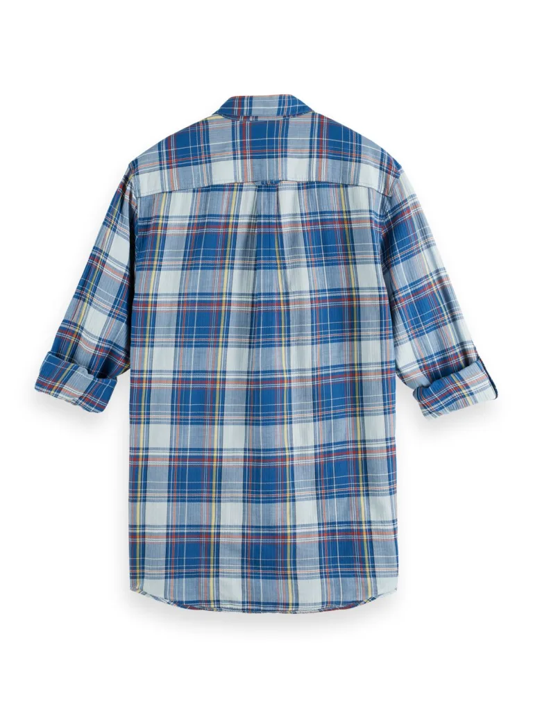Scotch & Soda 171610 : Regular fit checked seersucker shirt, Blue multi check - Image 5